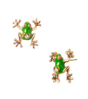 Betsey Johnson® Green Frog Stud Earrings