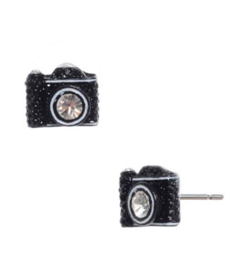Betsey Johnson® Black Camera Stud Earrings