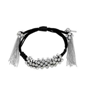 Betsey Johnson® Crystal Black Crystal Wrapped Adjustable Bracelet
