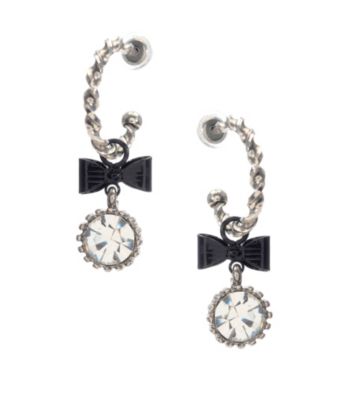 Betsey Johnson® Crystal and Bow Small Hoop Earrings