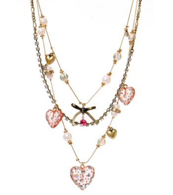 Betsey Johnson® Pink Lucite Heart Illusion Necklace