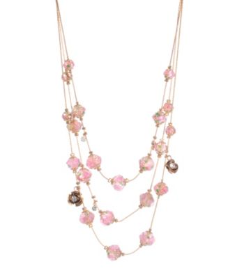UPC 885043438412 product image for Betsey Johnson Pink Crystal Flower Bead Illusion Necklace | upcitemdb.com