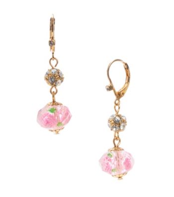 Betsey Johnson® Pink Crystal Flower Bead Drop Earrings