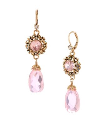 Betsey Johnson® Pink Crystal Crystal Teardrop Earrings