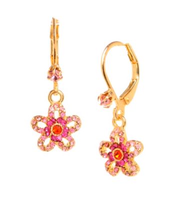 Betsey Johnson® Pink Crystal Crystal Flower Drop Earrings