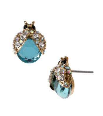 Betsey Johnson® Blue Bug Stud Earrings