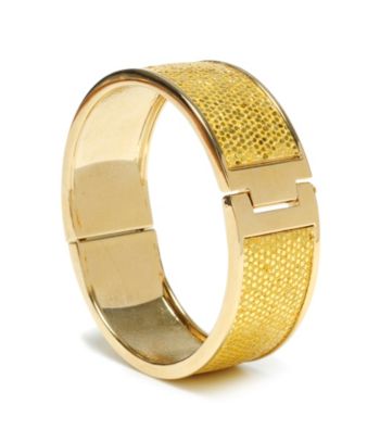 Betsey Johnson® Goldtone Snake Inlay Hinged Bangle Bracelet