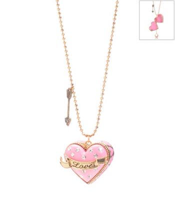 Betsey Johnson® Pink Crystal Love Heart Pendant Necklace