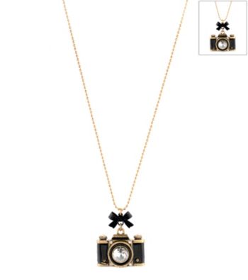 Betsy Johnson® Black Camera Pendant Necklace