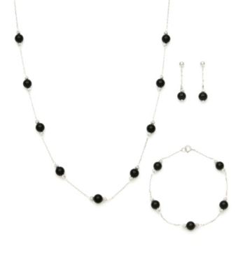 .925 Sterling Silver Black Onyx Set