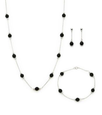 .925 Sterling Silver Black Onyx Set