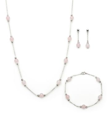 .925 Sterling Silver Rose Quartz Set
