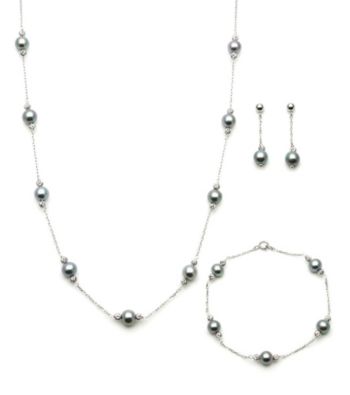 .925 Sterling Silver Grey Fresh Water Pearl Set