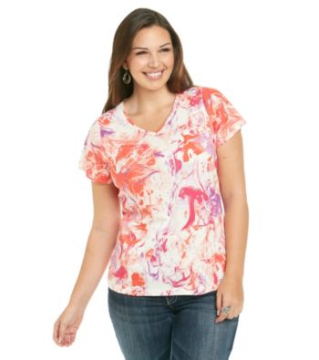 Relativity® Plus Size Casual V-neck Tee