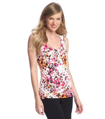 Relativity® Career Pleatneck Print Tank