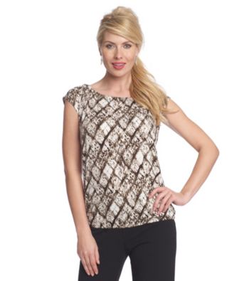 Relativity® Career Ruched Scoopneck Banded Bottom Top