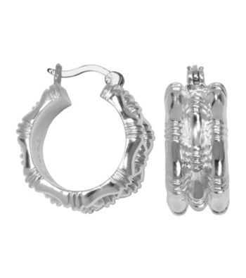 Aluminum Hoop Bamboo Earrings