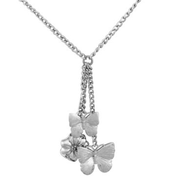 Aluminum Butterfly & Magnolia Necklace