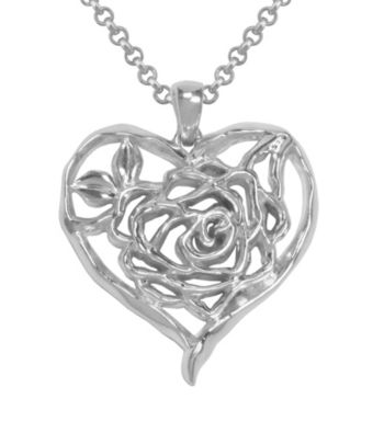 Aluminum Rose Heart Pendant On Rolo Chain