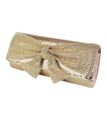 Jessica McClintock® Mixed Mesh W/Knotted Bow Clutch