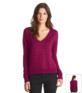 Kenneth Cole® Studded Deep V-neck Sweater