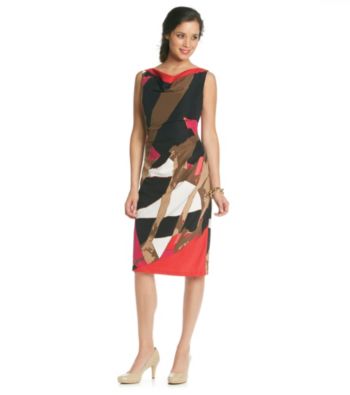 Anne Klein® Side Pleat Printed Sheath Dress