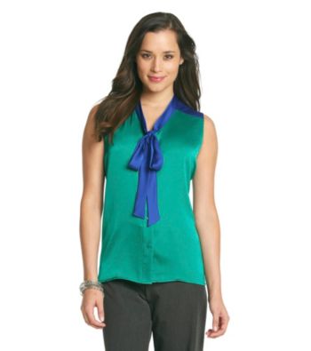 Kasper® Tie-Neck Blocked Blouse
