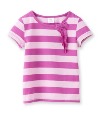 Little Miss Attitude Girls' 2T-6X Striped Self Bow Tee