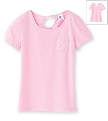 Miss Attitude Girls' 7-16 Solid Keyhole Back Tee