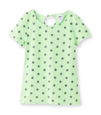 Miss Attitude Girls' 7-16 Glitter Dot Keyhole Back Tee
