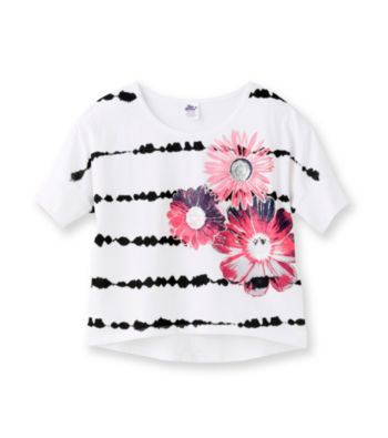 Miss Attitude Girls' 7-16 Classic White Flower High-Low Top