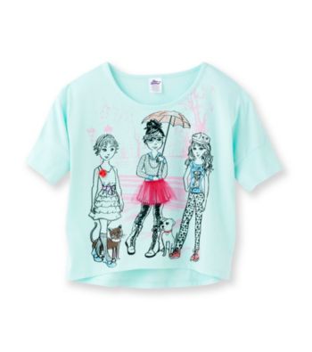 Miss Attitude Girls' 7-16 Mint Green 3D High-Low Top