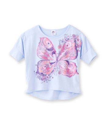 Miss Attitude Girls' 7-16 Lilac Floral Butterfly High-Low Top