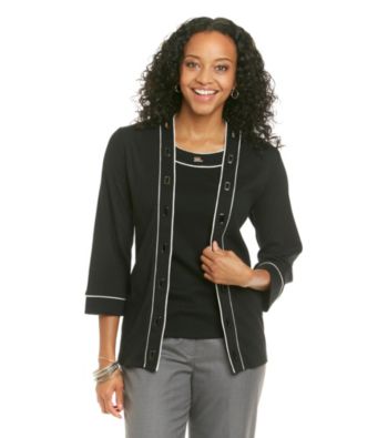 Rafaella Petites' Cardigan With Metal Square Grommet
