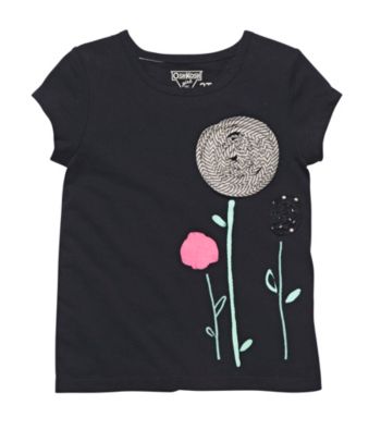OshKosh B'Gosh® Girls' 2T-4T Navy Short Sleeve Flower Tee