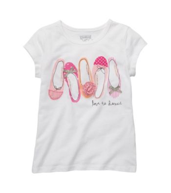 OshKosh B'Gosh® Girls' 4-6X White Short Sleeve Shoe Tee
