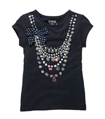 OshKosh B'Gosh® Girls' 4-6X Navy Short Sleeve Necklace Tee