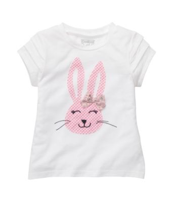 OshKosh B'Gosh® Girls' 2T-4T White Short Sleeve Bunny Tee