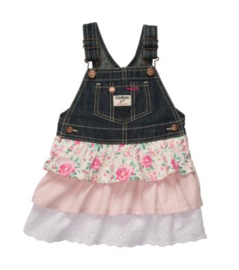 OshKosh B'Gosh® Girls' 2T-4T Denim Jumper with Floral Tiers