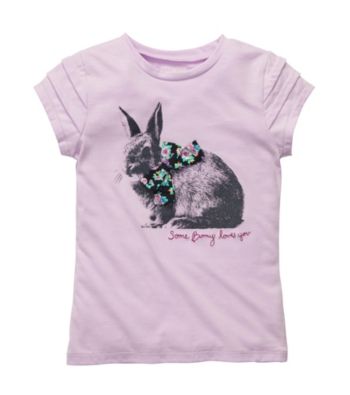 OshKosh B'Gosh® Girls' 4-6X Lilac Short Sleeve Bunny Tee