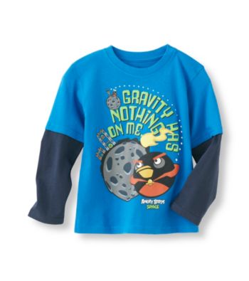 Angry Birds™ Boys' 4-7 Blue Long Sleeve In Space Gravity Tee