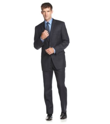Lauren® Men's Big & Tall Navy Plaid Suit Separates