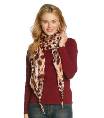 V. Fraas Embellished Geometric Print Scarf