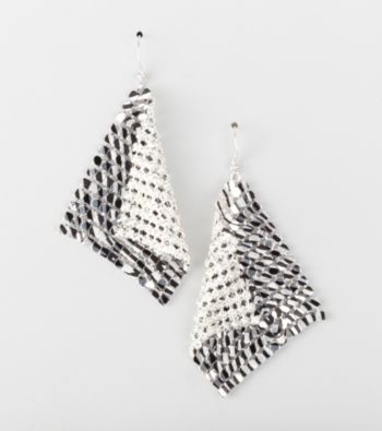 Relativity® Jet and Silvertone Diamond Filete Drop Earrings