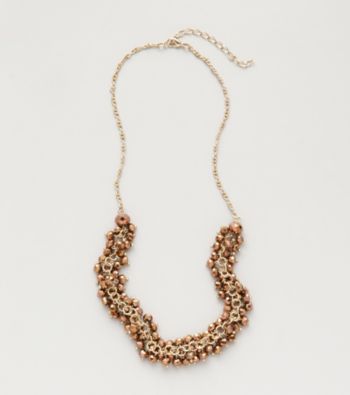 BT-Jeweled Bronzetone/Goldtone Cluster Necklace