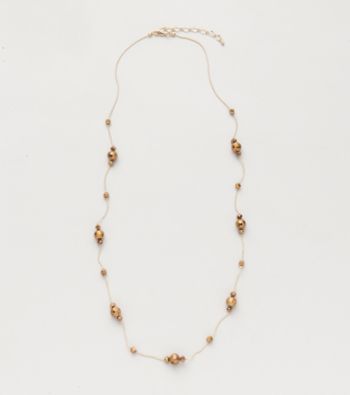 BT-Jeweled Bronzetone Tin Cup Strand Necklace