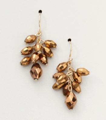 BT-Jeweled Bronzetone/Goldtone Cluster Earrings