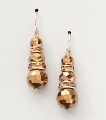BT-Jeweled Bronzetone Drop Earrings