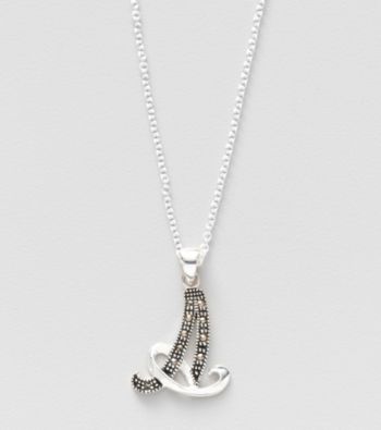 Marsala Boxed Genuine Marcasite Initial Pendant Necklace