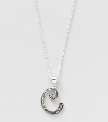 Marsala Boxed Genuine Marcasite Initial Pendant Necklace